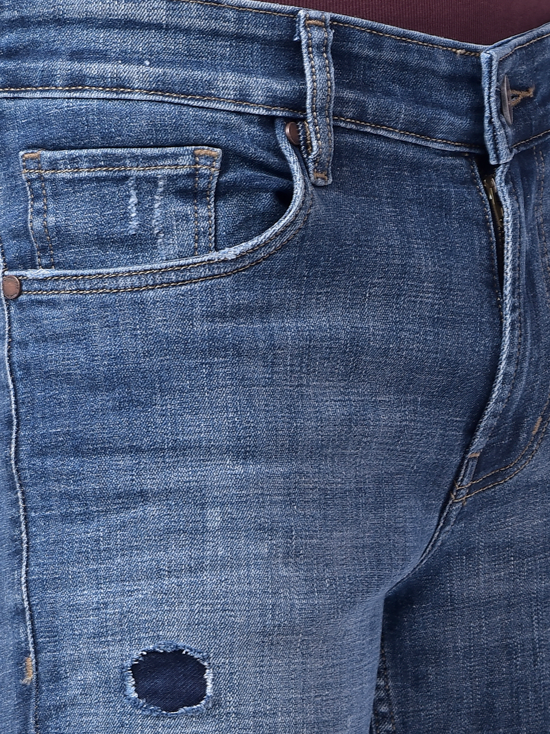 Numero Uno Men Mid Blue Mid Blue Skinny Fit Low Rise Sustainable Jeans